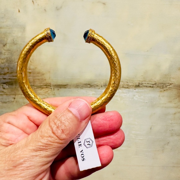 NWT Authentic Luxury Summer Spring Julie Vos Iridescent Charcoal Blue Hinge Cuff - Picture 13 of 17